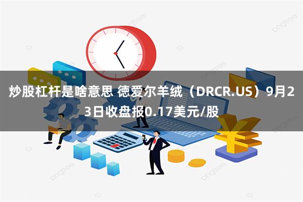 炒股杠杆是啥意思 徳爱尔羊绒（DRCR.US）9月23日收盘报0.17美元/股