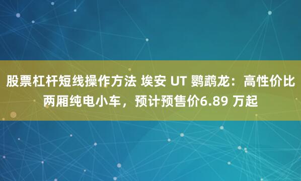 股票杠杆短线操作方法 埃安 UT 鹦鹉龙：高性价比两厢纯电小车，预计预售价6.89 万起