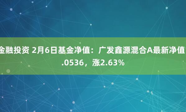 金融投资 2月6日基金净值：广发鑫源混合A最新净值1.0536，涨2.63%