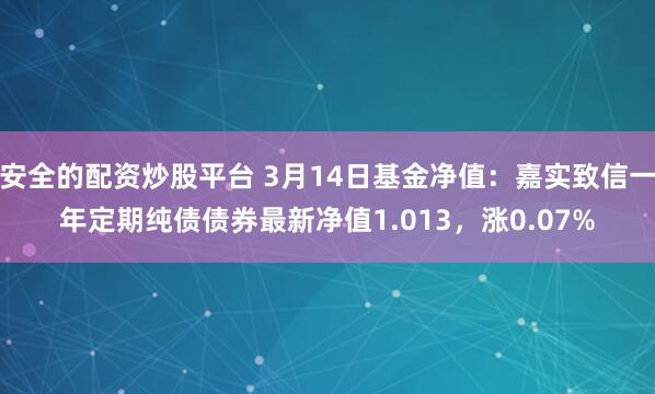 安全的配资炒股平台 3月14日基金净值：嘉实致信一年定期纯债债券最新净值1.013，涨0.07%