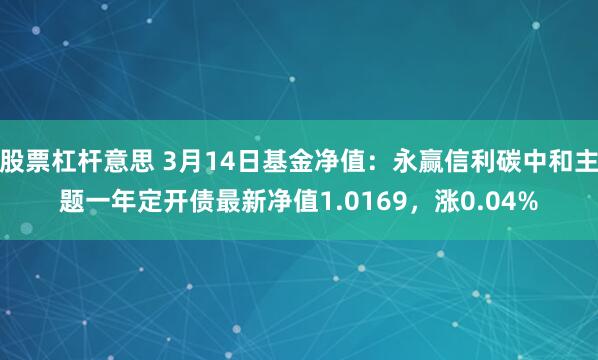 股票杠杆意思 3月14日基金净值：永赢信利碳中和主题一年定开债最新净值1.0169，涨0.04%